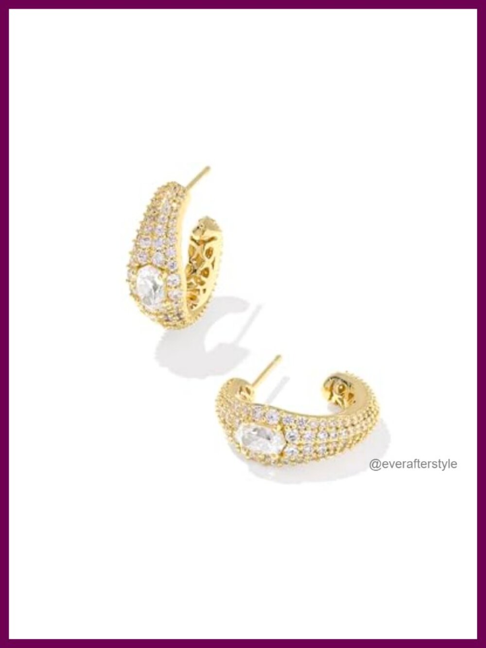 Kendra Scott Bella Hoop Earrings Silver Crystal Pave